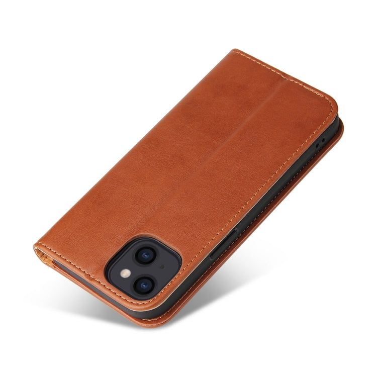 For iPhone 14 Fierre Shann PU Genuine Leather Texture Leather Phone Case (Brown) - iPhone 14 Cases by FIERRE SHANN | Online Shopping UK | buy2fix