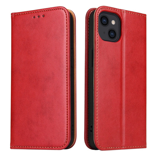For iPhone 14 Fierre Shann PU Genuine Leather Texture Leather Phone Case (Red) - iPhone 14 Cases by FIERRE SHANN | Online Shopping UK | buy2fix