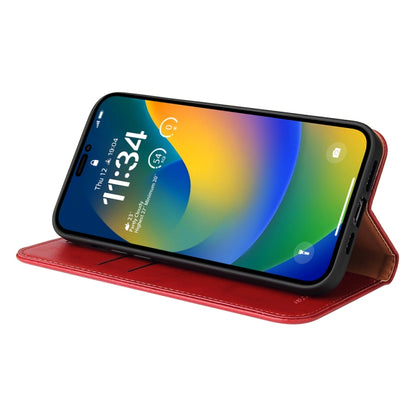 For iPhone 14 Fierre Shann PU Genuine Leather Texture Leather Phone Case (Red) - iPhone 14 Cases by FIERRE SHANN | Online Shopping UK | buy2fix