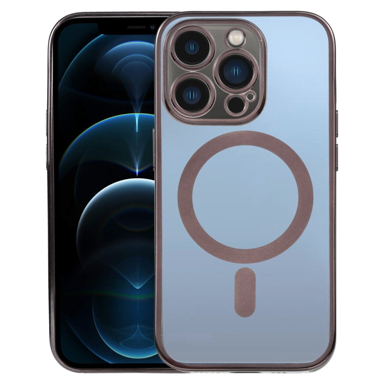 For iPhone 12 Pro Max MagSafe Electroplating Straight TPU Phone Case(Black) by buy2fix