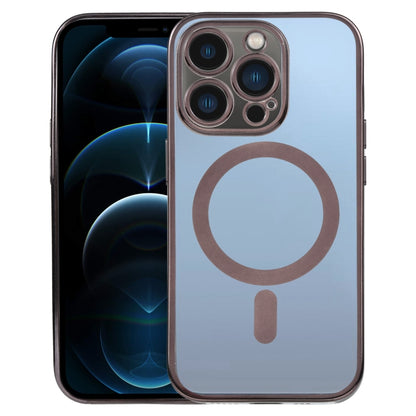 For iPhone 12 Pro Max MagSafe Electroplating Straight TPU Phone Case(Black) by buy2fix