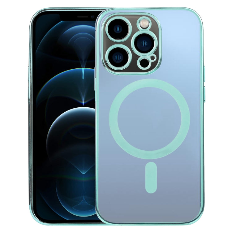 For iPhone 12 Pro Max MagSafe Electroplating Straight TPU Phone Case(Green) by buy2fix
