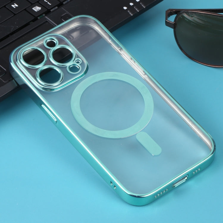 For iPhone 12 Pro Max MagSafe Electroplating Straight TPU Phone Case(Green) by buy2fix