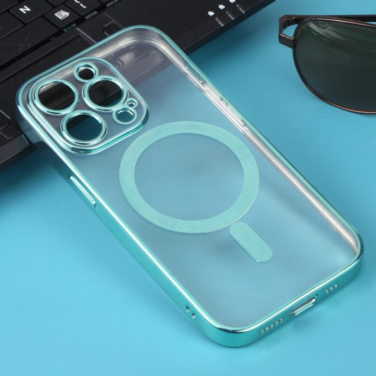 For iPhone 12 Pro Max MagSafe Electroplating Straight TPU Phone Case(Green) by buy2fix