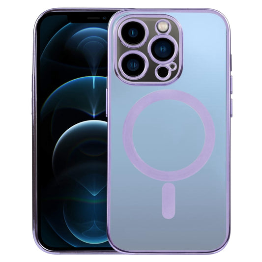 For iPhone 12 Pro Max MagSafe Electroplating Straight TPU Phone Case(Purple) by buy2fix