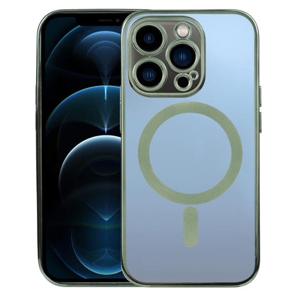 For iPhone 12 Pro Max MagSafe Electroplating Straight TPU Phone Case(Dark Green) by buy2fix