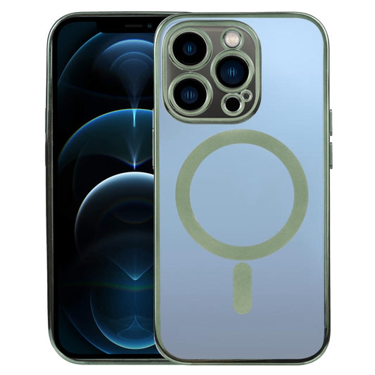 For iPhone 12 Pro Max MagSafe Electroplating Straight TPU Phone Case(Dark Green) by buy2fix