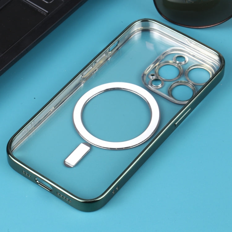 For iPhone 12 Pro Max MagSafe Electroplating Straight TPU Phone Case(Dark Green) by buy2fix