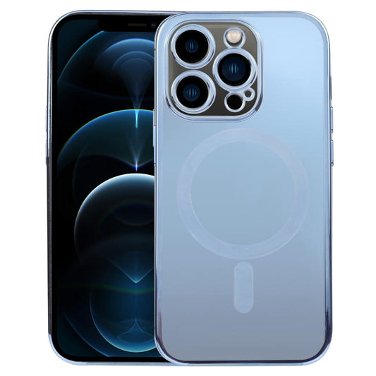 For iPhone 12 Pro Max MagSafe Electroplating Straight TPU Phone Case(Blue) by buy2fix