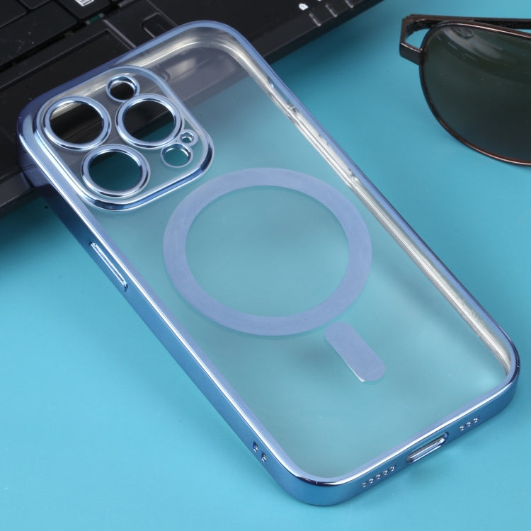 For iPhone 12 Pro Max MagSafe Electroplating Straight TPU Phone Case(Blue) by buy2fix