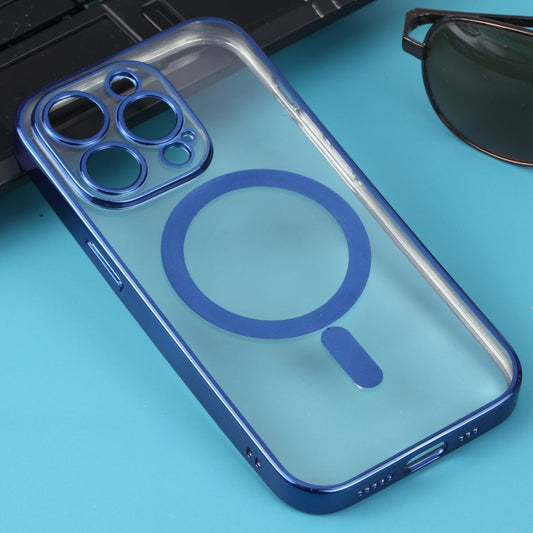 For iPhone 11 Pro MagSafe Electroplating Straight TPU Phone Case(Dark Blue) by buy2fix