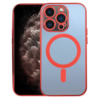 For iPhone 11 Pro Max MagSafe Electroplating Straight TPU Phone Case (Red) by buy2fix
