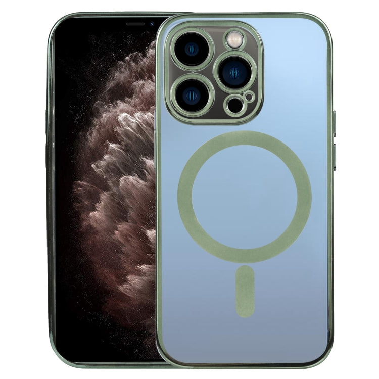 For iPhone 11 Pro Max MagSafe Electroplating Straight TPU Phone Case (Dark Green) by buy2fix