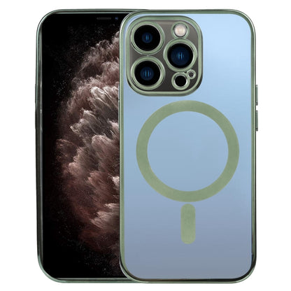 For iPhone 11 Pro Max MagSafe Electroplating Straight TPU Phone Case (Dark Green) by buy2fix