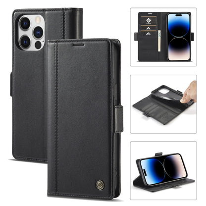 For iPhone 14 Pro Max LC.IMEEKE Magnetic Buckle Leather Phone Case (Black) - iPhone 14 Pro Max Cases by LC.IMEEKE | Online Shopping UK | buy2fix