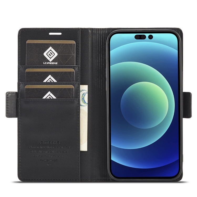 For iPhone 14 LC.IMEEKE Magnetic Buckle Leather Phone Case (Black) - iPhone 14 Cases by LC.IMEEKE | Online Shopping UK | buy2fix