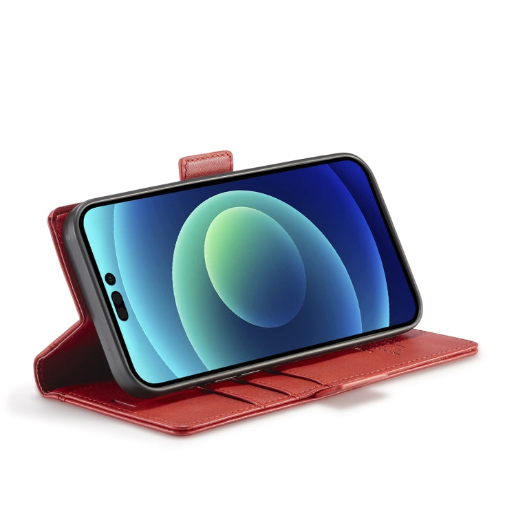 For iPhone 14 LC.IMEEKE Magnetic Buckle Leather Phone Case (Red) - iPhone 14 Cases by LC.IMEEKE | Online Shopping UK | buy2fix