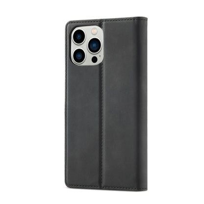 For iPhone 14 Pro LC.IMEEKE Strong Magnetic Leather Phone Case with Holder & Card Slots & Wallet(Black) - iPhone 14 Pro Cases by LC.IMEEKE | Online Shopping UK | buy2fix