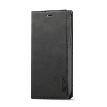 For iPhone 14 LC.IMEEKE Strong Magnetic Leather Phone Case with Holder & Card Slots & Wallet (Black) - iPhone 14 Cases by LC.IMEEKE | Online Shopping UK | buy2fix