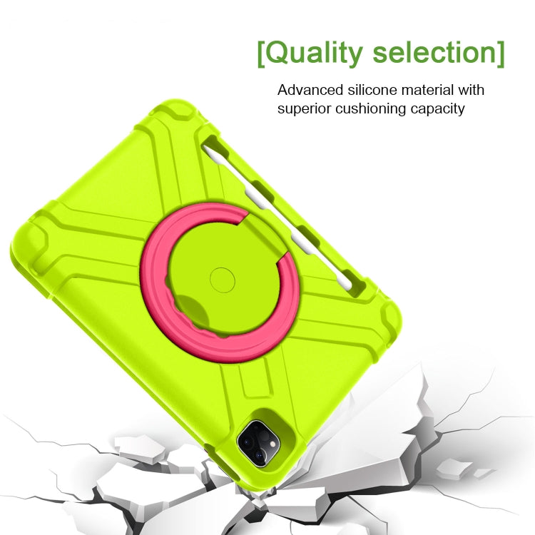 For iPad Pro 11 (2020) PC + Silicone Shockproof Combination Tablet Case with 360 Degree Rotating Holder & Handle(Grass Green+Rose Red) - iPad Pro 11 (2020) Cases by buy2fix | Online Shopping UK | buy2fix