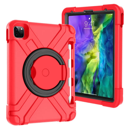 For iPad Pro 11 (2020) PC + Silicone Shockproof Combination Tablet Case with 360 Degree Rotating Holder & Handle(Red+Black) - iPad Pro 11 (2020) Cases by buy2fix | Online Shopping UK | buy2fix