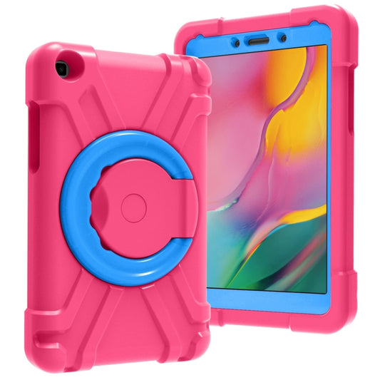 For Galaxy Tab A 8.0 (2019) T290 / T295 PC + Silicone Shockproof Combination Case with 360 Degree Rotating Holder & Handle(Rose Red+Blue) - Other Galaxy Tab PC by buy2fix | Online Shopping UK | buy2fix