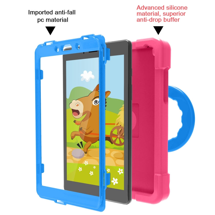 For Galaxy Tab A 8.0 (2019) T290 / T295 PC + Silicone Shockproof Combination Case with 360 Degree Rotating Holder & Handle(Rose Red+Blue) - Other Galaxy Tab PC by buy2fix | Online Shopping UK | buy2fix