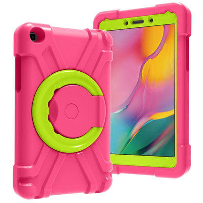 For Galaxy Tab A 8.0 (2019) T290 / T295 PC + Silicone Shockproof Combination Case with 360 Degree Rotating Holder & Handle(Rose Red+Grass Green) - Other Galaxy Tab PC by buy2fix | Online Shopping UK | buy2fix