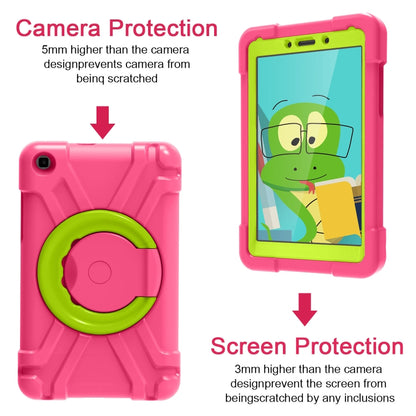 For Galaxy Tab A 8.0 (2019) T290 / T295 PC + Silicone Shockproof Combination Case with 360 Degree Rotating Holder & Handle(Rose Red+Grass Green) - Other Galaxy Tab PC by buy2fix | Online Shopping UK | buy2fix