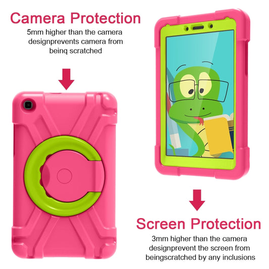 For Galaxy Tab A 8.0 (2019) T290 / T295 PC + Silicone Shockproof Combination Case with 360 Degree Rotating Holder & Handle(Rose Red+Grass Green) - Other Galaxy Tab PC by buy2fix | Online Shopping UK | buy2fix