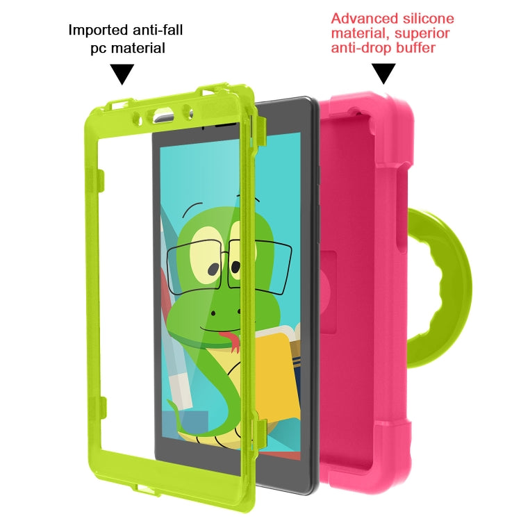 For Galaxy Tab A 8.0 (2019) T290 / T295 PC + Silicone Shockproof Combination Case with 360 Degree Rotating Holder & Handle(Rose Red+Grass Green) - Other Galaxy Tab PC by buy2fix | Online Shopping UK | buy2fix