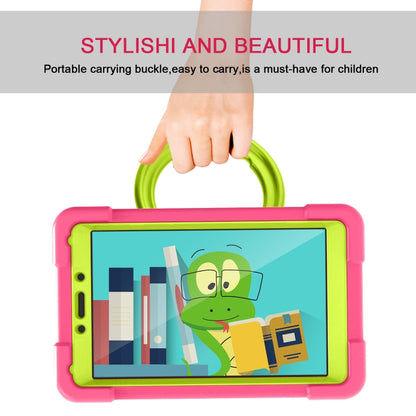 For Galaxy Tab A 8.0 (2019) T290 / T295 PC + Silicone Shockproof Combination Case with 360 Degree Rotating Holder & Handle(Rose Red+Grass Green) - Other Galaxy Tab PC by buy2fix | Online Shopping UK | buy2fix