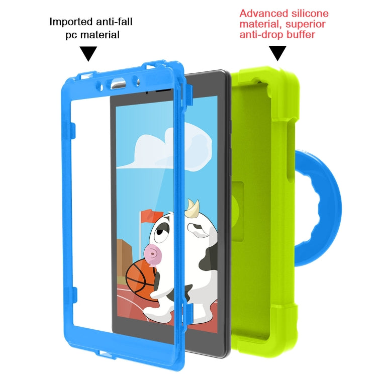 For Galaxy Tab A 8.0 (2019) T290 / T295 PC + Silicone Shockproof Combination Case with 360 Degree Rotating Holder & Handle(Grass Green+Blue) - Other Galaxy Tab PC by buy2fix | Online Shopping UK | buy2fix