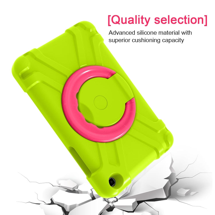 For Galaxy Tab A 8.0 (2019) T290 / T295 PC + Silicone Shockproof Combination Case with 360 Degree Rotating Holder & Handle(Grass Green+Rose Red) - Other Galaxy Tab PC by buy2fix | Online Shopping UK | buy2fix