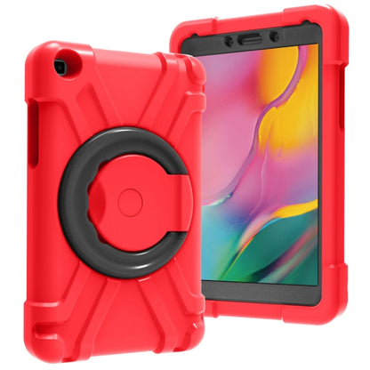 For Galaxy Tab A 8.0 (2019) T290 / T295 PC + Silicone Shockproof Combination Case with 360 Degree Rotating Holder & Handle(Red+Black) - Other Galaxy Tab PC by buy2fix | Online Shopping UK | buy2fix