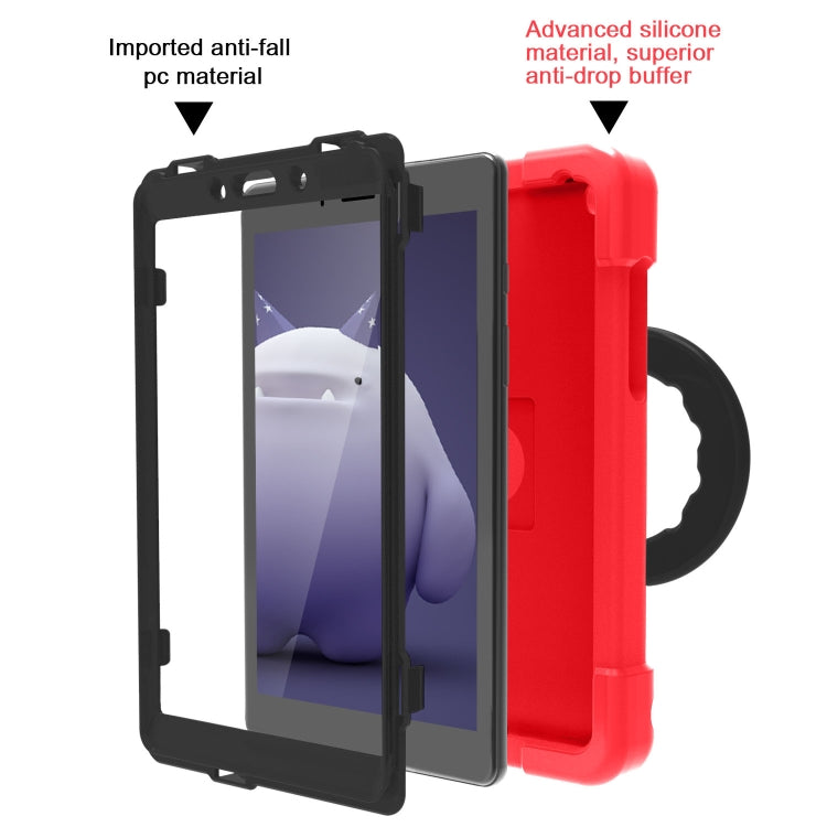 For Galaxy Tab A 8.0 (2019) T290 / T295 PC + Silicone Shockproof Combination Case with 360 Degree Rotating Holder & Handle(Red+Black) - Other Galaxy Tab PC by buy2fix | Online Shopping UK | buy2fix