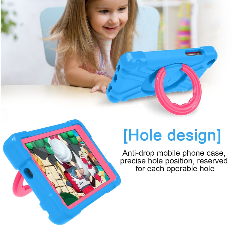 For Galaxy Tab A 8.0 (2019) T290 / T295 PC + Silicone Shockproof Combination Case with 360 Degree Rotating Holder & Handle(Blue+Rose Red) - Other Galaxy Tab PC by buy2fix | Online Shopping UK | buy2fix