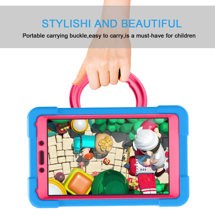 For Galaxy Tab A 8.0 (2019) T290 / T295 PC + Silicone Shockproof Combination Case with 360 Degree Rotating Holder & Handle(Blue+Rose Red) - Other Galaxy Tab PC by buy2fix | Online Shopping UK | buy2fix