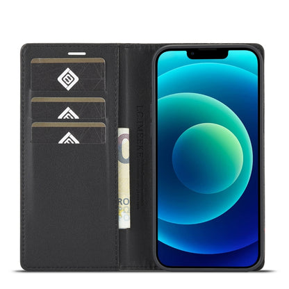 For iPhone 14 LC.IMEEKE Carbon Fiber PU + TPU Leather Case (Vertical Black) - iPhone 14 Cases by LC.IMEEKE | Online Shopping UK | buy2fix