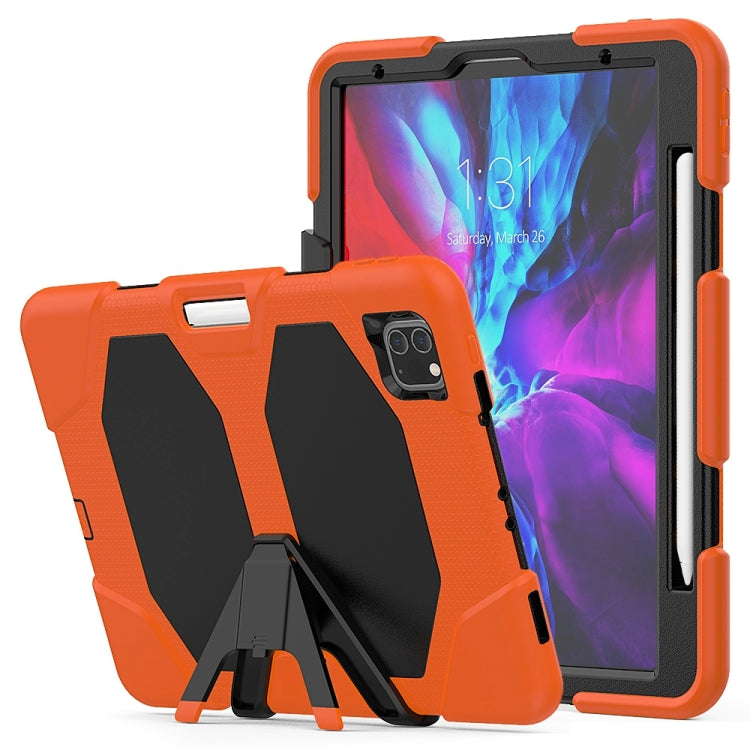 For iPhone 11 Pro For iPad Pro 11 inch (2020) Shockproof Colorful Silicon + PC Protective Case with Holder & Shoulder Strap & Hand Strap & Pen Slot(Orange) - iPhone 11 Pro Cases by buy2fix | Online Shopping UK | buy2fix