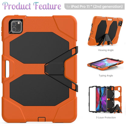 For iPhone 11 Pro For iPad Pro 11 inch (2020) Shockproof Colorful Silicon + PC Protective Case with Holder & Shoulder Strap & Hand Strap & Pen Slot(Orange) - iPhone 11 Pro Cases by buy2fix | Online Shopping UK | buy2fix