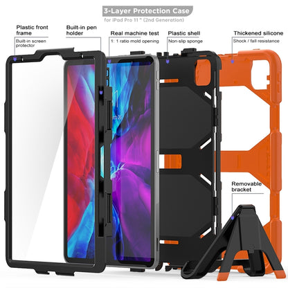 For iPhone 11 Pro For iPad Pro 11 inch (2020) Shockproof Colorful Silicon + PC Protective Case with Holder & Shoulder Strap & Hand Strap & Pen Slot(Orange) - iPhone 11 Pro Cases by buy2fix | Online Shopping UK | buy2fix