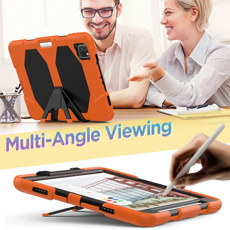For iPhone 11 Pro For iPad Pro 11 inch (2020) Shockproof Colorful Silicon + PC Protective Case with Holder & Shoulder Strap & Hand Strap & Pen Slot(Orange) - iPhone 11 Pro Cases by buy2fix | Online Shopping UK | buy2fix