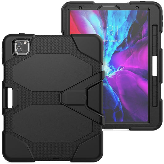 For iPhone 11 Pro For iPad Pro 11 inch (2020) Shockproof Colorful Silicon + PC Protective Case with Holder & Shoulder Strap & Hand Strap & Pen Slot(Black) - iPhone 11 Pro Cases by buy2fix | Online Shopping UK | buy2fix