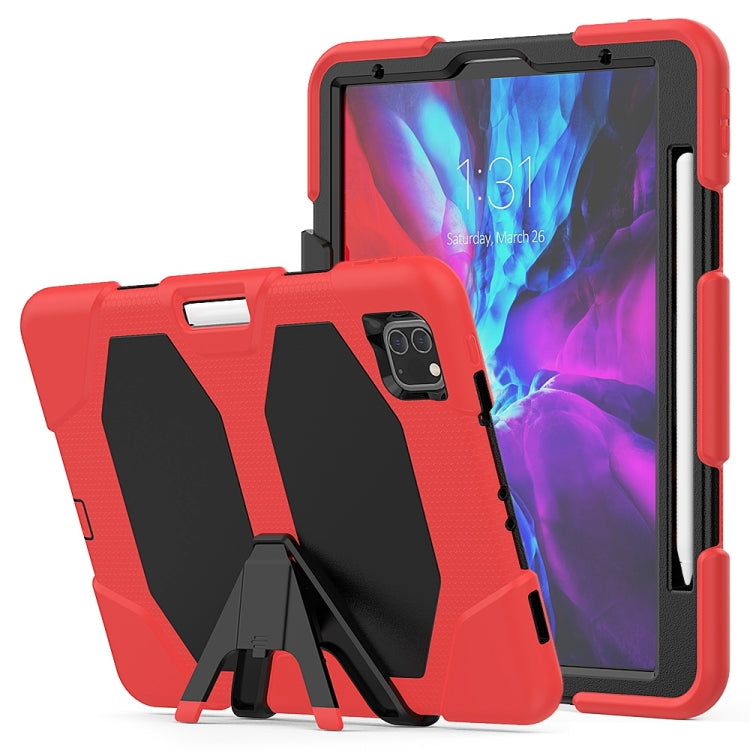 For iPhone 11 Pro For iPad Pro 11 inch (2020) Shockproof Colorful Silicon + PC Protective Case with Holder & Shoulder Strap & Hand Strap & Pen Slot(Red) - iPhone 11 Pro Cases by buy2fix | Online Shopping UK | buy2fix