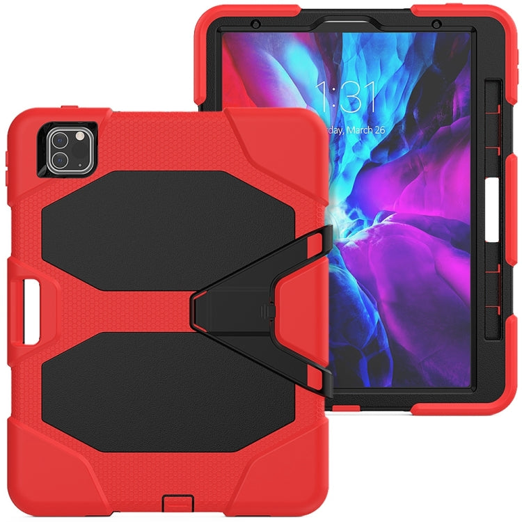 For iPhone 11 Pro For iPad Pro 11 inch (2020) Shockproof Colorful Silicon + PC Protective Case with Holder & Shoulder Strap & Hand Strap & Pen Slot(Red) - iPhone 11 Pro Cases by buy2fix | Online Shopping UK | buy2fix