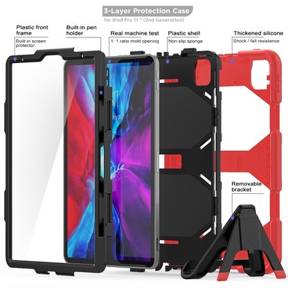 For iPhone 11 Pro For iPad Pro 11 inch (2020) Shockproof Colorful Silicon + PC Protective Case with Holder & Shoulder Strap & Hand Strap & Pen Slot(Red) - iPhone 11 Pro Cases by buy2fix | Online Shopping UK | buy2fix
