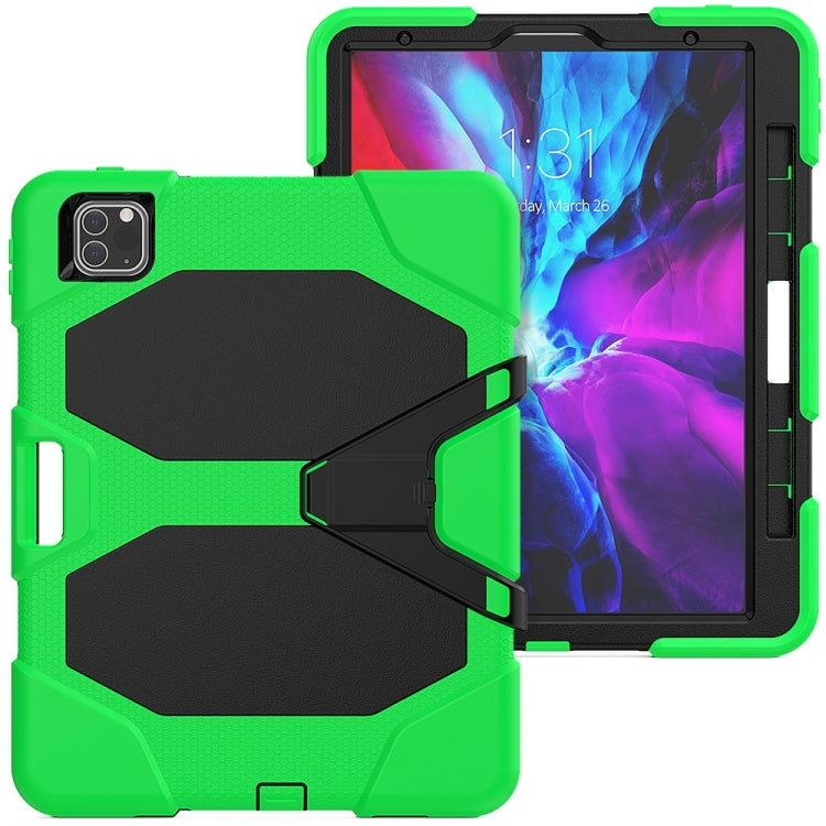 For iPhone 11 Pro For iPad Pro 11 inch (2020) Shockproof Colorful Silicon + PC Protective Case with Holder & Shoulder Strap & Hand Strap & Pen Slot(Green) - iPhone 11 Pro Cases by buy2fix | Online Shopping UK | buy2fix