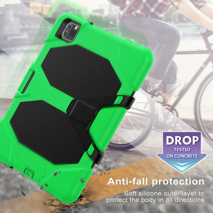For iPhone 11 Pro For iPad Pro 11 inch (2020) Shockproof Colorful Silicon + PC Protective Case with Holder & Shoulder Strap & Hand Strap & Pen Slot(Green) - iPhone 11 Pro Cases by buy2fix | Online Shopping UK | buy2fix