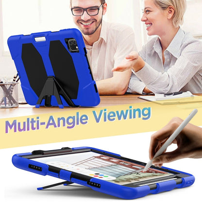 For iPhone 11 Pro For iPad Pro 11 inch (2020) Shockproof Colorful Silicon + PC Protective Case with Holder & Shoulder Strap & Hand Strap & Pen Slot(Dark Blue) - iPhone 11 Pro Cases by buy2fix | Online Shopping UK | buy2fix
